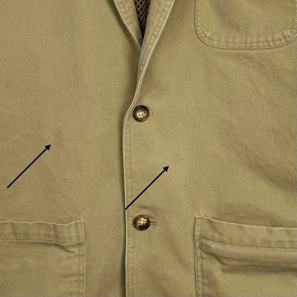 ORVIS Jacket Mens 42T Tan‎ Blazer Cotton Leather Trim Elbow Patch Safari Fishing